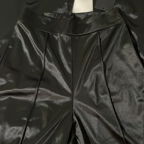 NWT Black Fashion nova make a wish flare stretch satin effect pants - Picture 4 of 7